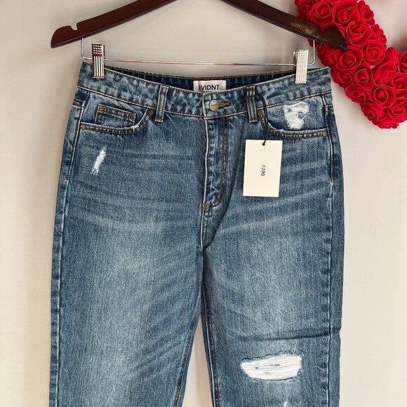 EVIDNT Malibu Medium Wash Distressed Girlfriend Relaxed Jeans Sz 27 Blue - Picture 4 of 11